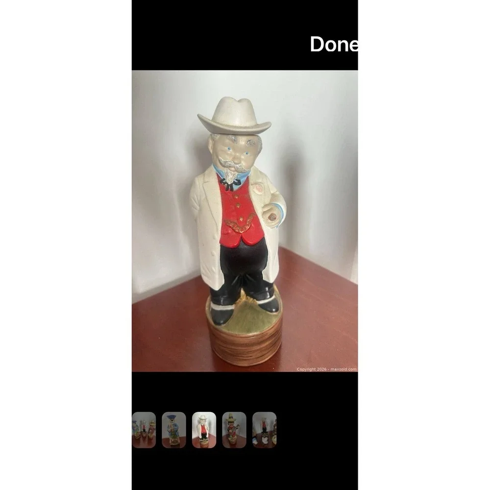 1960 Vintage Hand painted Alberts's Decanter Kentucky Southern Gentleman Colonel